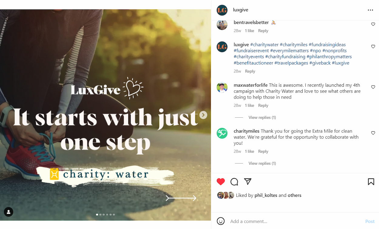 charity water social media